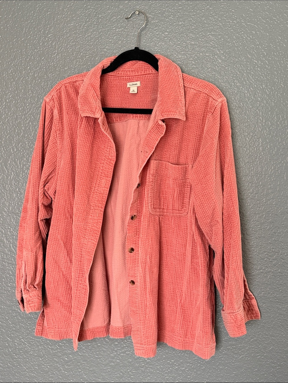 L.L. Bean Corduroy Button-Up Jacket - 100% cotton Rose Pink coral